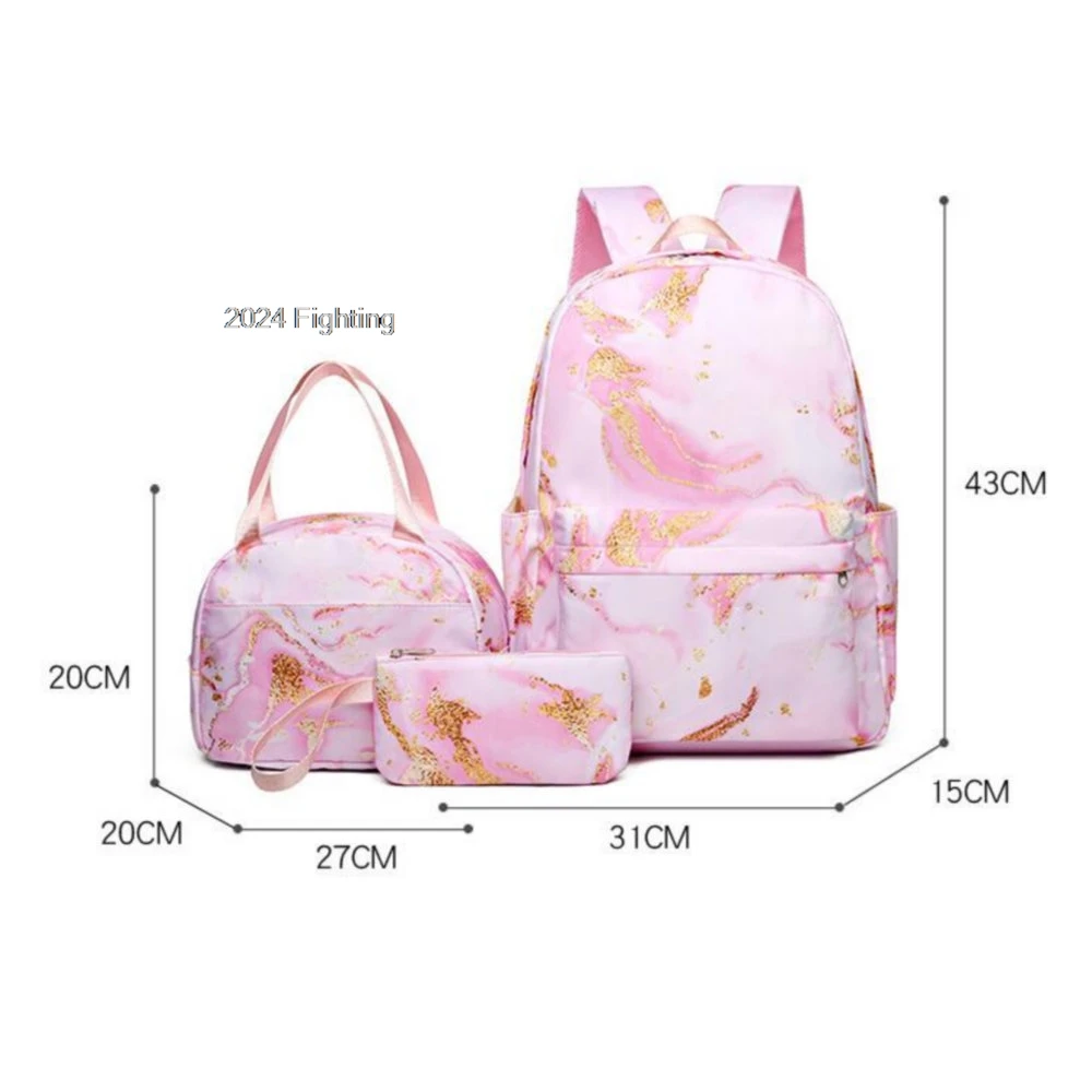 3 unids/set MINISO Lilo & Stitch mochila impresa estudiante adolescentes mochila adolescente niñas niños viaje gradiente Rampa Mochilas