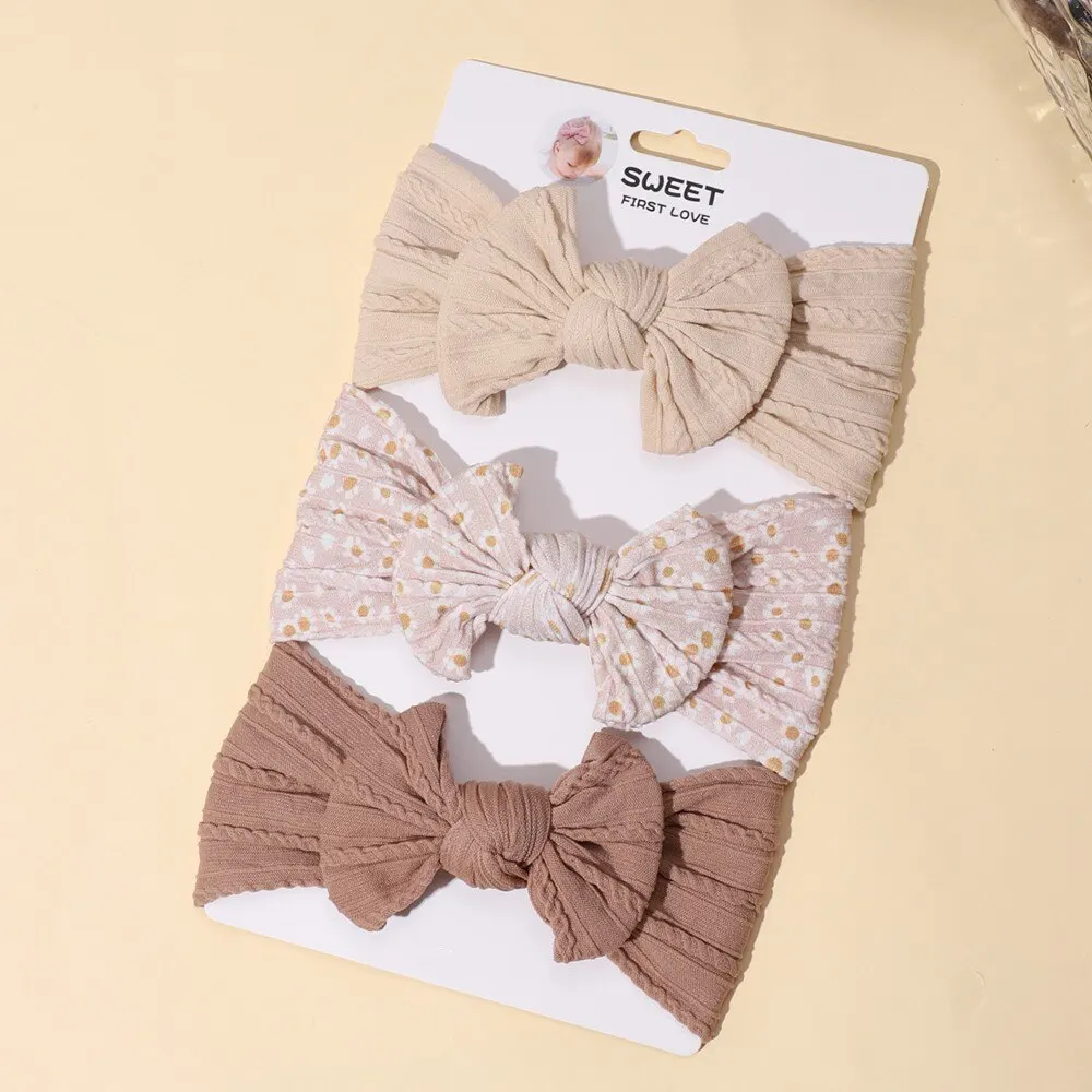 3ピース/ロットケーブルニットのベビーヘッドバンド,女の子用の伸縮性のあるターバン,新生児用ヘアアクセサリー