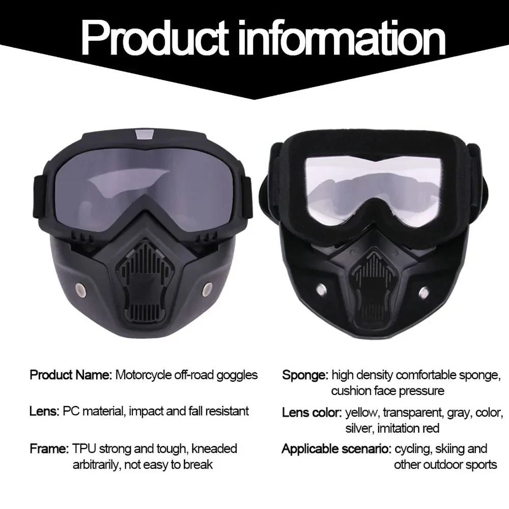 Okulary motocrossowe pyłoszczelne regulowane gogle motocyklowe oddychające pełnotwarzowe ochronne okulary do motocykla crossowego terenowego maska