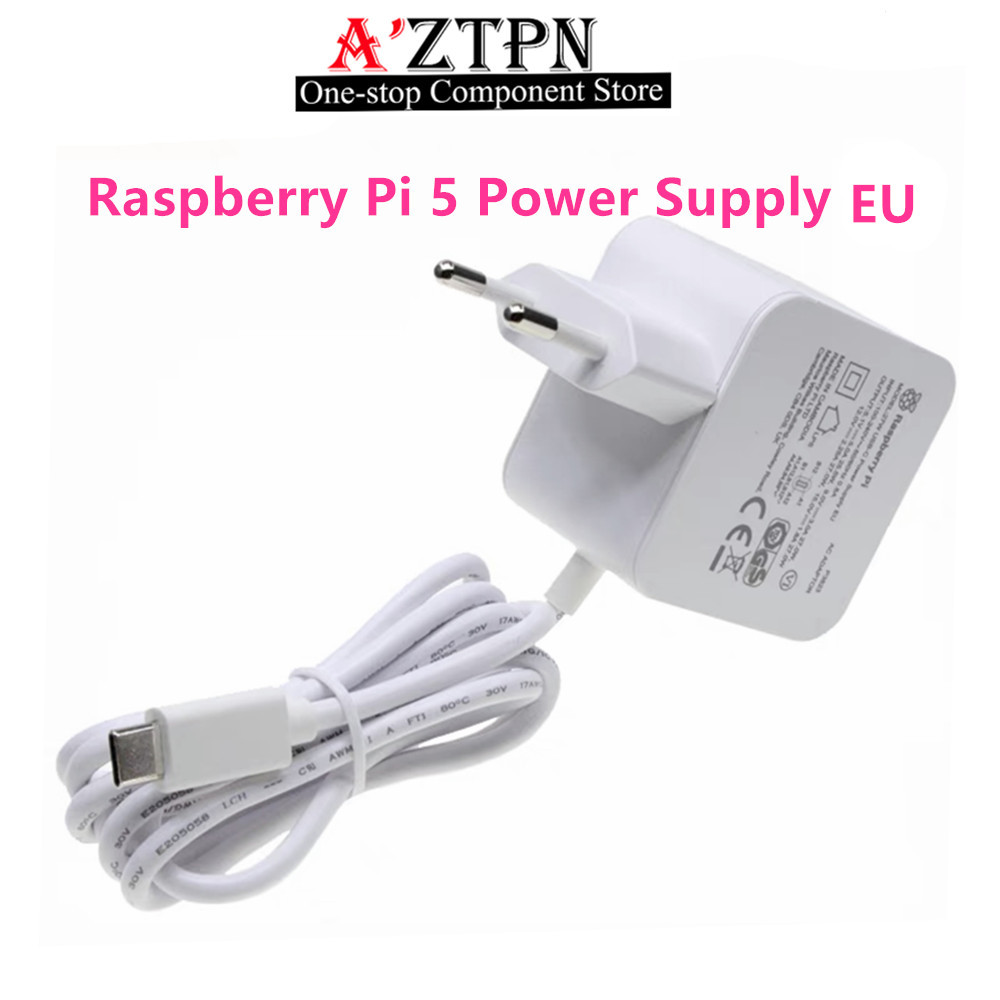 Raspberry pi 5用のオリジナル電源アダプター,公式電源,5v,5a,27w,USB-C