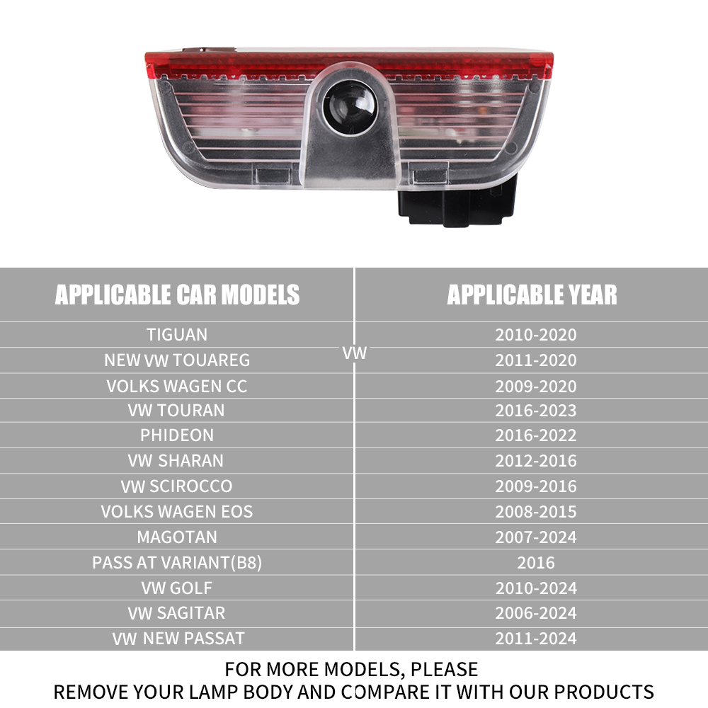 Para Volkswagen VW Touran Caddy Touareg Golf Passat Bora Scirocco 2 piezas luz de puerta de coche Logo proyector láser accesorio de luz de bienvenida