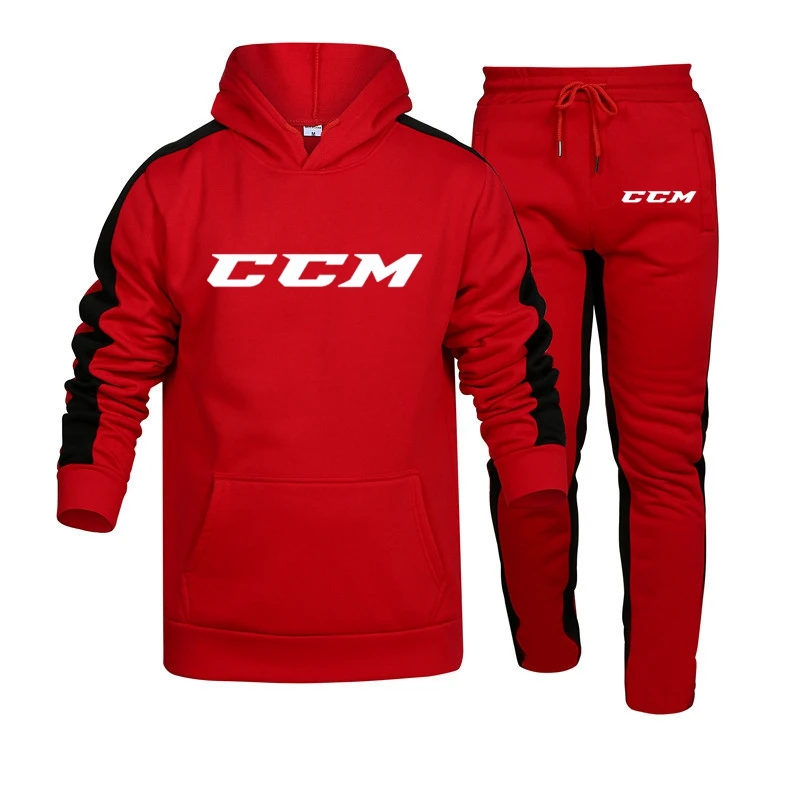 CCM-Conjunto de 2 piezas para hombre, Sudadera con capucha y pantalones de chándal de lana, ropa deportiva a la moda, 2023