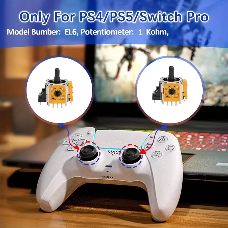 Joystick analógico 3D para PS4/PS5/Switch Pro, controlador de Joystick de efecto de repuesto, accesorios de piezas de reparación de ThumbStick