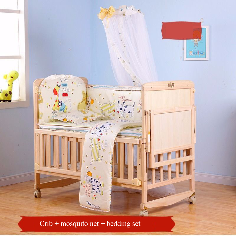 Berço inteligente ajustável em 3 estágios sobre rodas - converte ao balancim e dormeiro de cabeceira, acabamento não tóxico com kit de cama completo