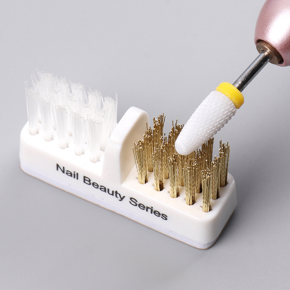 1 Uds. Cepillo de limpieza con cabezal de molienda de uñas eléctrico, taladros de manicura portátiles, limpiador de brocas, cepillo de alambre de cobre doble, Herramientas de limpieza