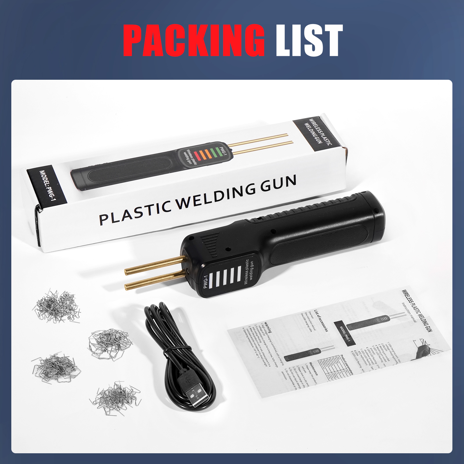 Saldatore di plastica a batteria con batteria da 2500 mAh e cucitrice di calore, ricaricabile tramite USB per paraurti auto/mobili/riparazione di attrezzi da esterno