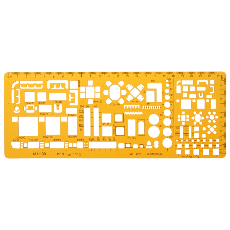 Professional Architectural Template Ruler Drawings Stencil Measuring Tool Supply