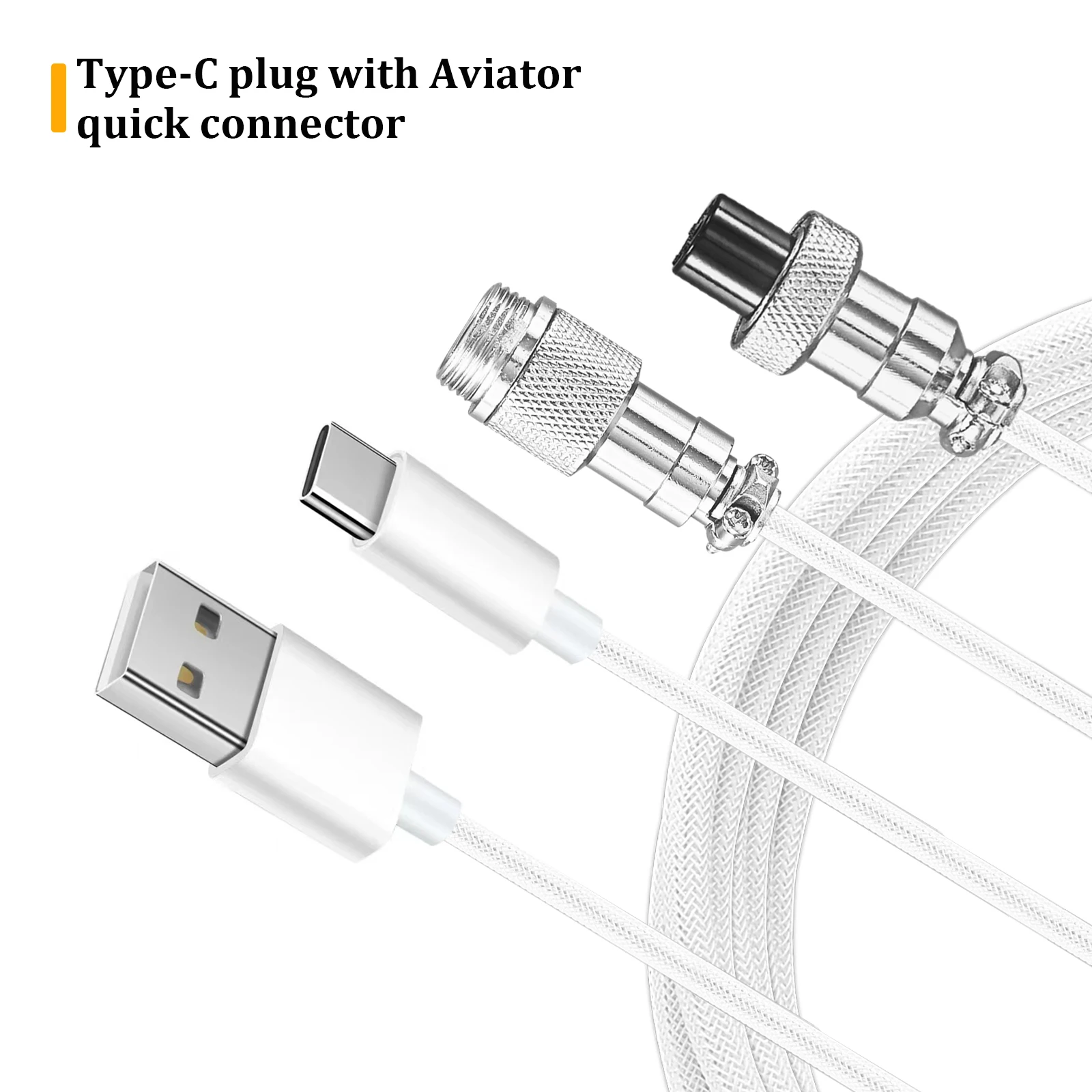 NNBILI NEW  Mechanical Keyboard Coiled Cable USB C Keyboard Wire Mechanical Keyboard Aviator Desktop Computer Aviation Connector