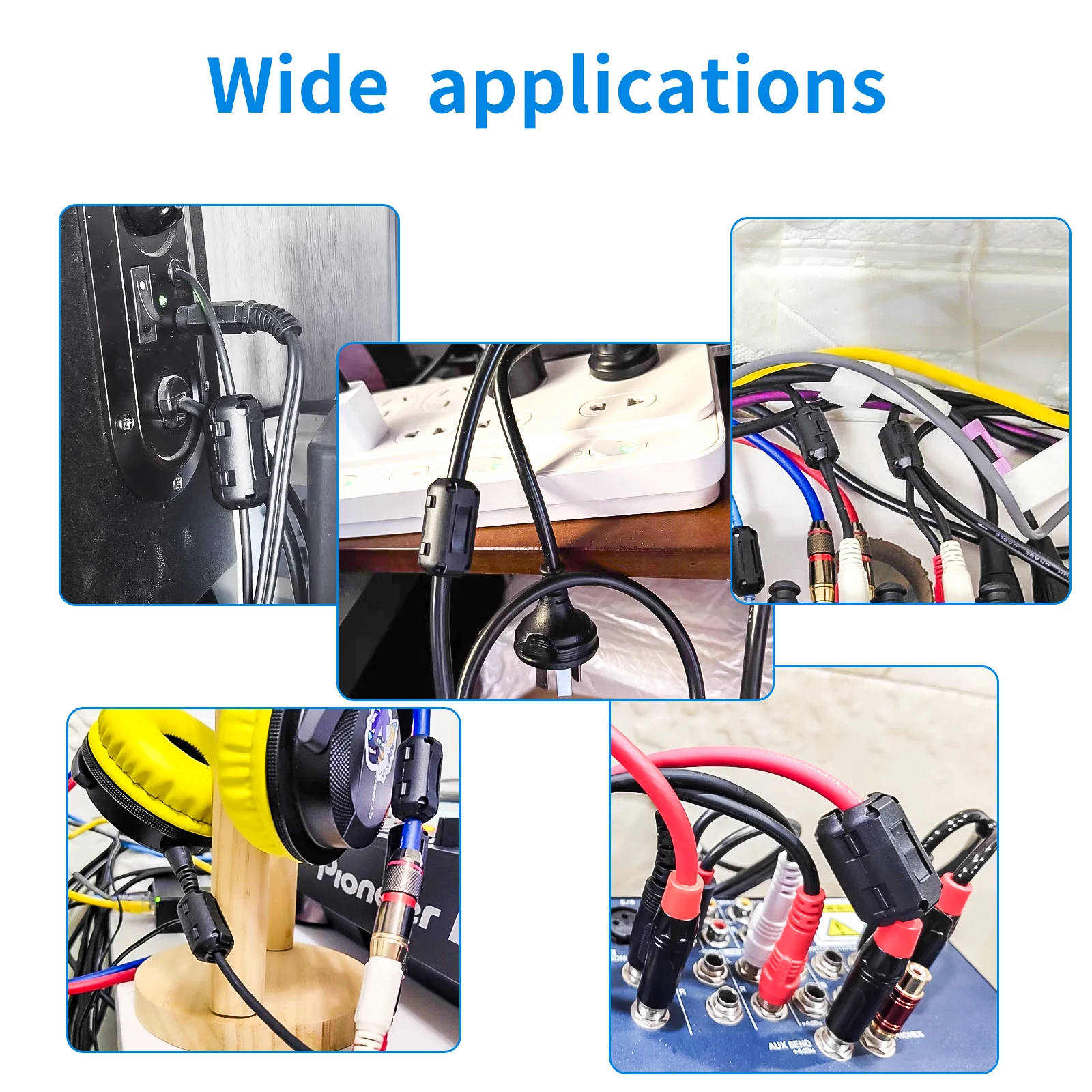 15pcs Clip-On NOISE FILTER,Ferrite Core Choke แหวน RFI EMI NOISE Suppressor สายคลิป 3.5-13 มม.