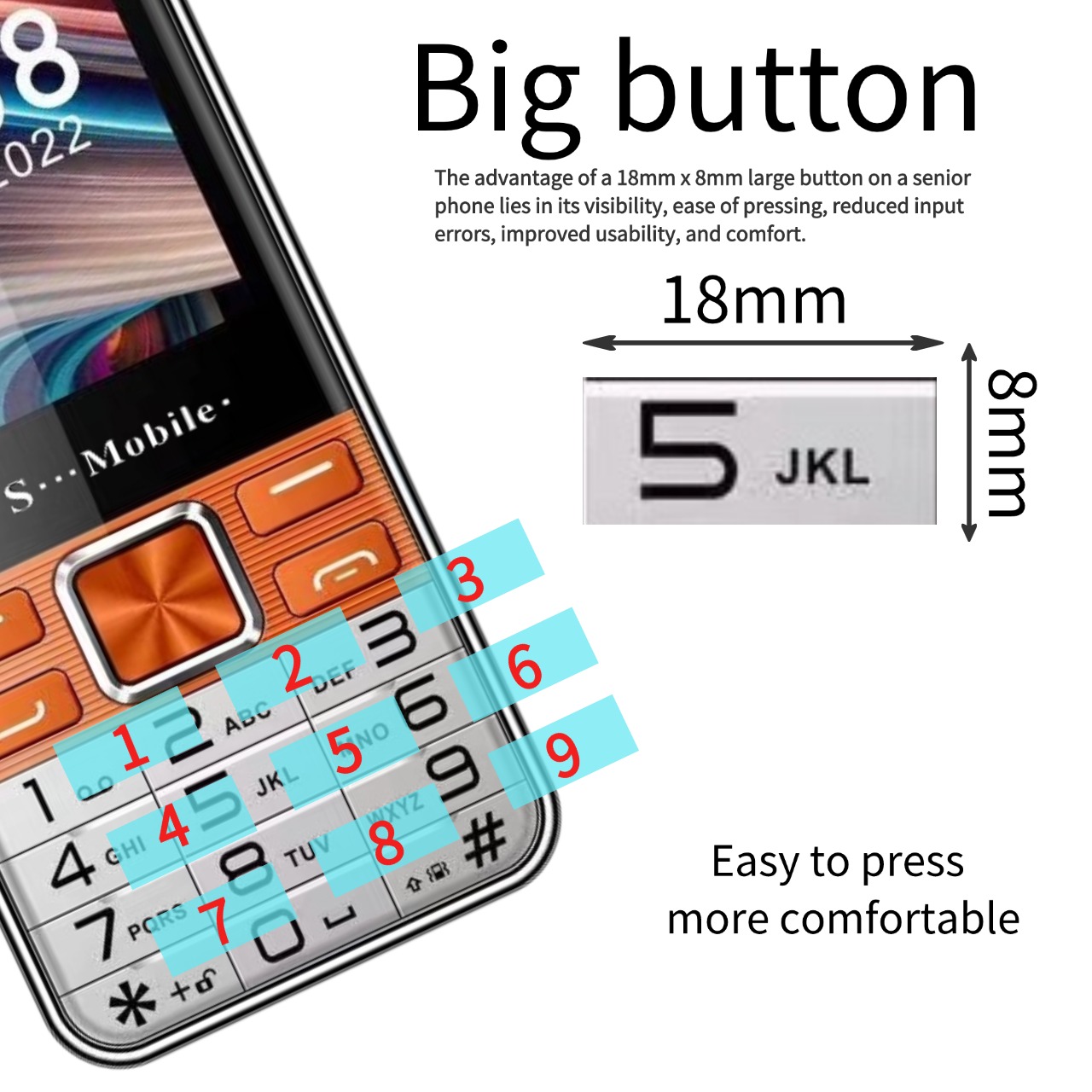 Low Price Elderly Mobile Phone Four Sim Card 2.8" Big Screen Large Push Button Big Battery Speed Dial Cheap Senior Cellphone
