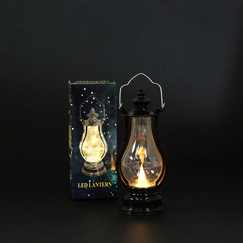 LED Retro โคมไฟน้ํามันขนาดเล็กหลากสีตกแต่งภายในโคมไฟตั้งโต๊ะแบบพกพาลมเทียนโคมไฟตกแต่งไฟน้ํามันก๊าด 2024