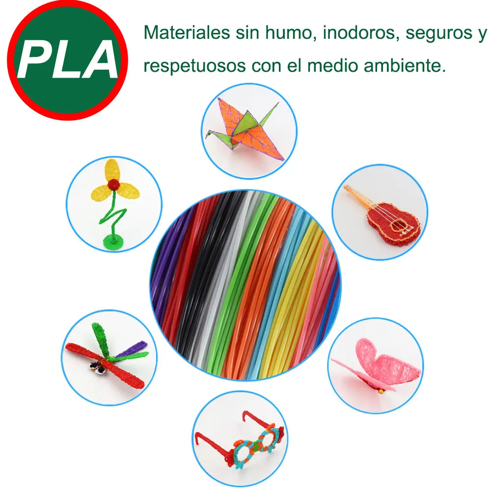 Filamento PLA de 1,75 mm de diámetro, material de impresión 3D en color para bolígrafo 3D, 10/20/30 colores, 100M 150M 200M, incoloro e inodoro, seguro y respetuoso con el medio ambiente, consumibles de impresora 3D