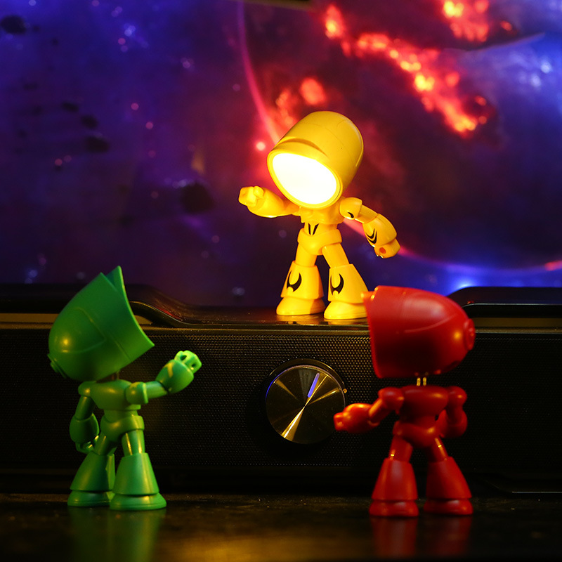 Mini lámpara de mesa para mascotas de dibujos animados, plegable, regulable, ángulo ajustable, alimentada por batería AAA, luz LED nocturna, lámpara de protección ocular