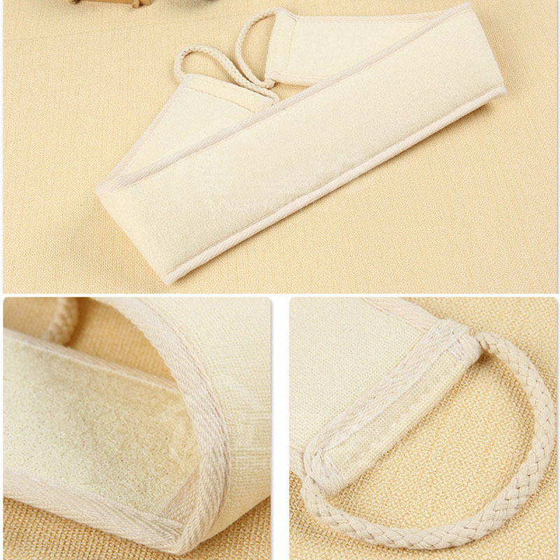 Natural Cotton Linen Long Strip Bath Towel Powerful Exfoliating Back Massage Rubbing Shower Brush Body Scrubber Cleaning Tool