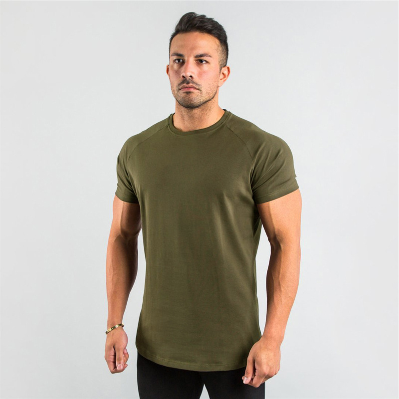 Camiseta masculina de algodão de manga curta, tops lisos, musculação T, corredores musculares, roupas de ginástica masculina, camisa slim fit, camisa fitness
