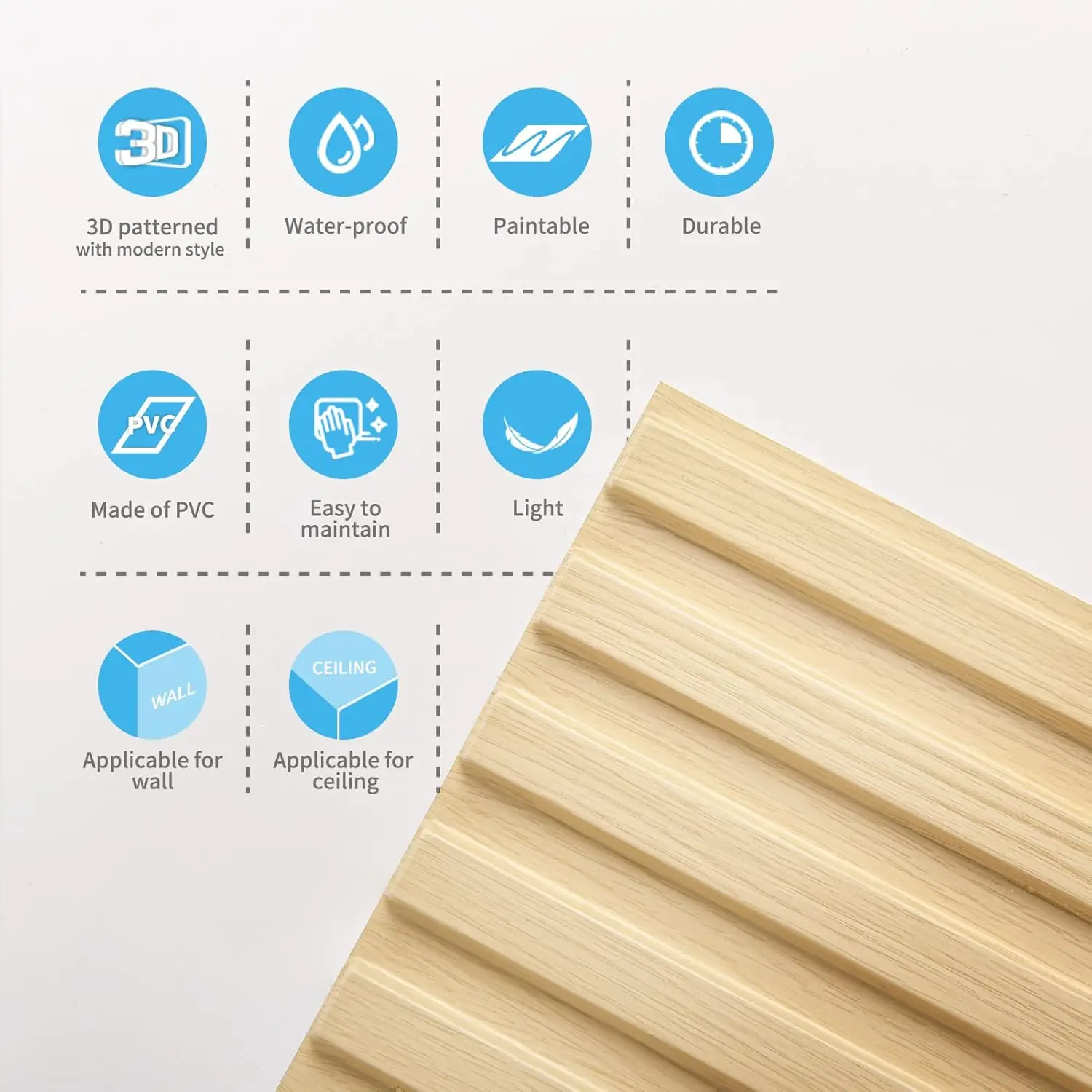 Wandpanel 3D Rillen Panel Kunststoffpanel PVC 12 Stück Oche 50x50cm 3 m2