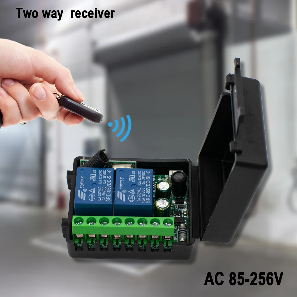 2 kanäle 433 Mhz RF Drahtlose Fernbedienung Schalter AC 85-256 V 220 V 110 V Relais 2CH Empfänger Modul Für Garage Tür Vorhang Licht