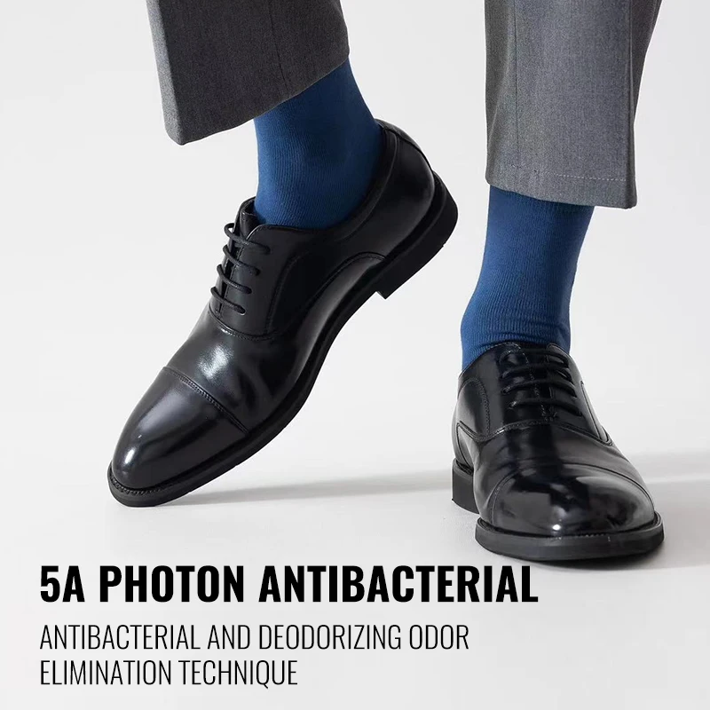 MiiOW-calcetines largos antibacterianos y antiolor para hombre, medias deportivas transpirables de algodón puro 100%, de Color sólido, para negocios