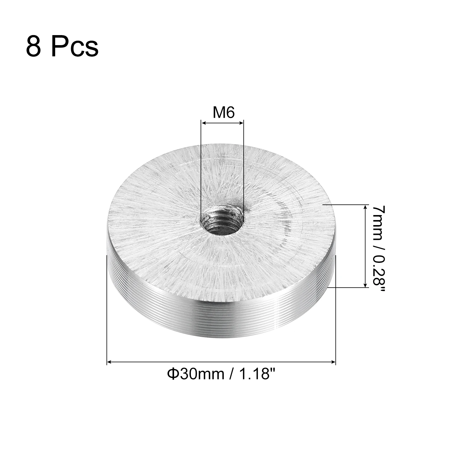 8 pz 30/40/50/60mm Diametro Disco In Alluminio M6 M8 M10 Filettatura di Forma Rotonda Tavolo In Vetro Cerchio Disco Top Adattatore Hardware