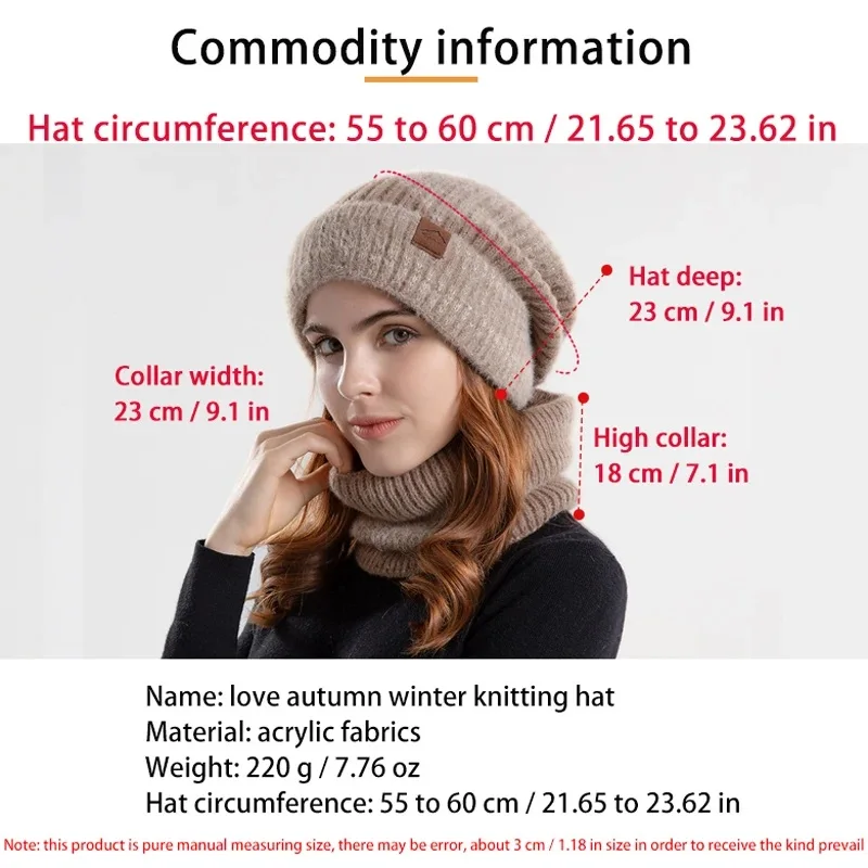 2 pezzi inverno caldo sciarpa cappello set unisex lavorato a maglia due colori splicing cappello di cashmere spesso accessorio per pendolari ciclismo all'aperto