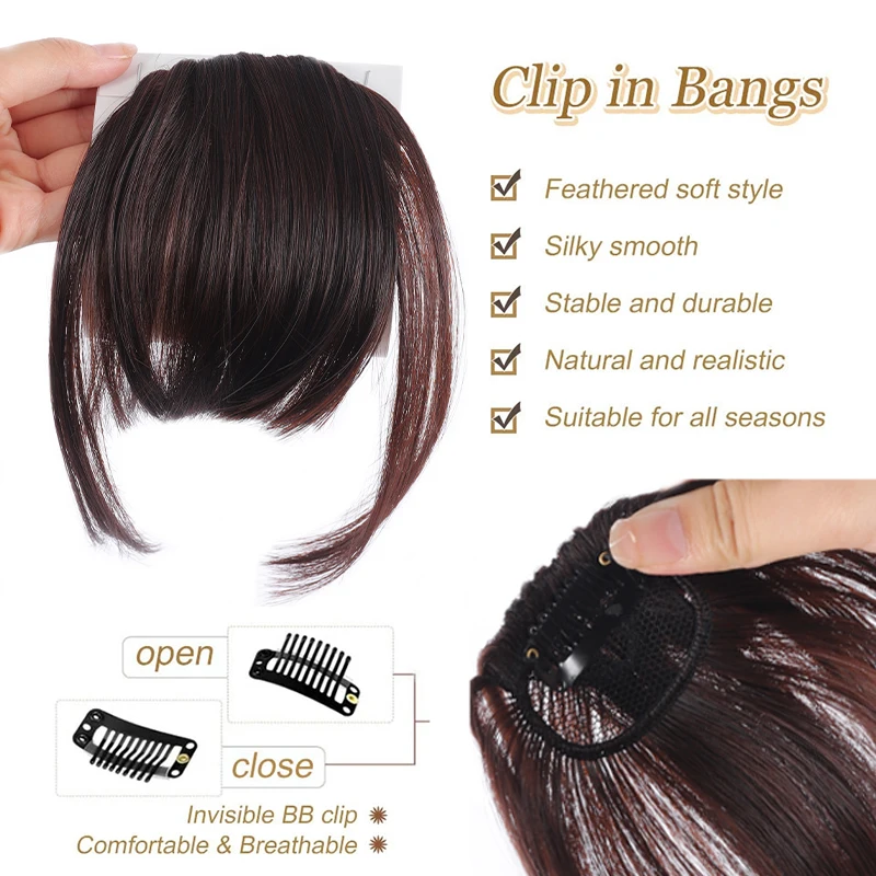 Sideburns air bangs wigs women's synthetic wigs invisible and traceless easy to wear natural and suitable for any occasion