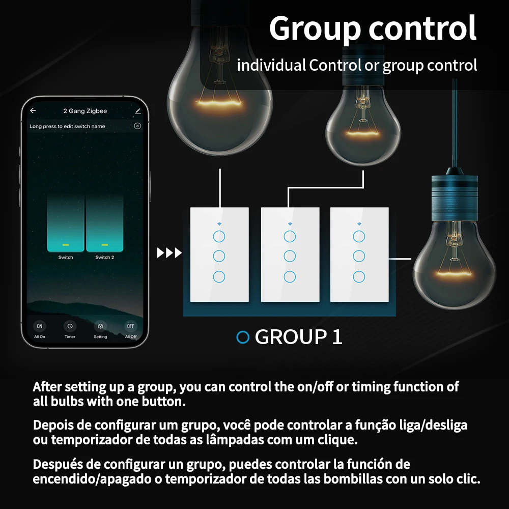 Tnce Tuya Us Switch Wifi Zigbee, 1/2/3/4 Bende, Geen-Neutrale/Draad Led Licht Controle Muur Knop, Slimme Stem Met Alexa Google Home