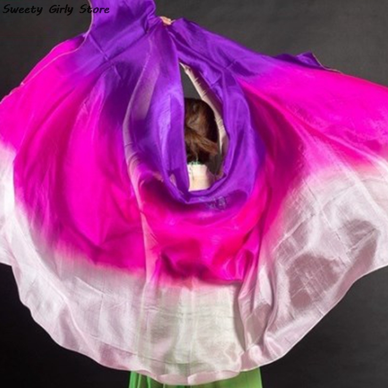 2m fitas de desempenho cor gradiente pashmina hijabs moda feminina cachecol de dança moderna xale de dança do ventre latina para festa na praia