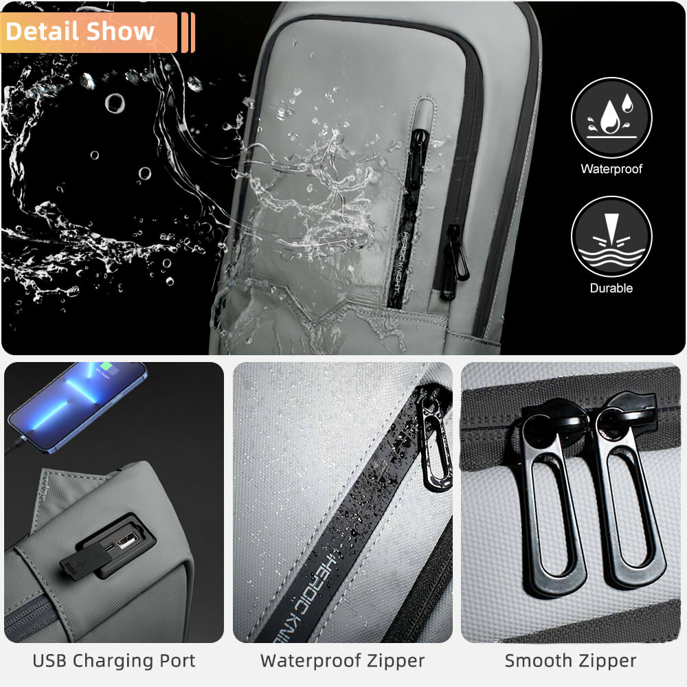 Mochila Heroic Knight para ordenador portátil de 14 "para hombre, mochila de negocios multifuncional, resistente al agua, carga USB, mochila de viaje de trabajo