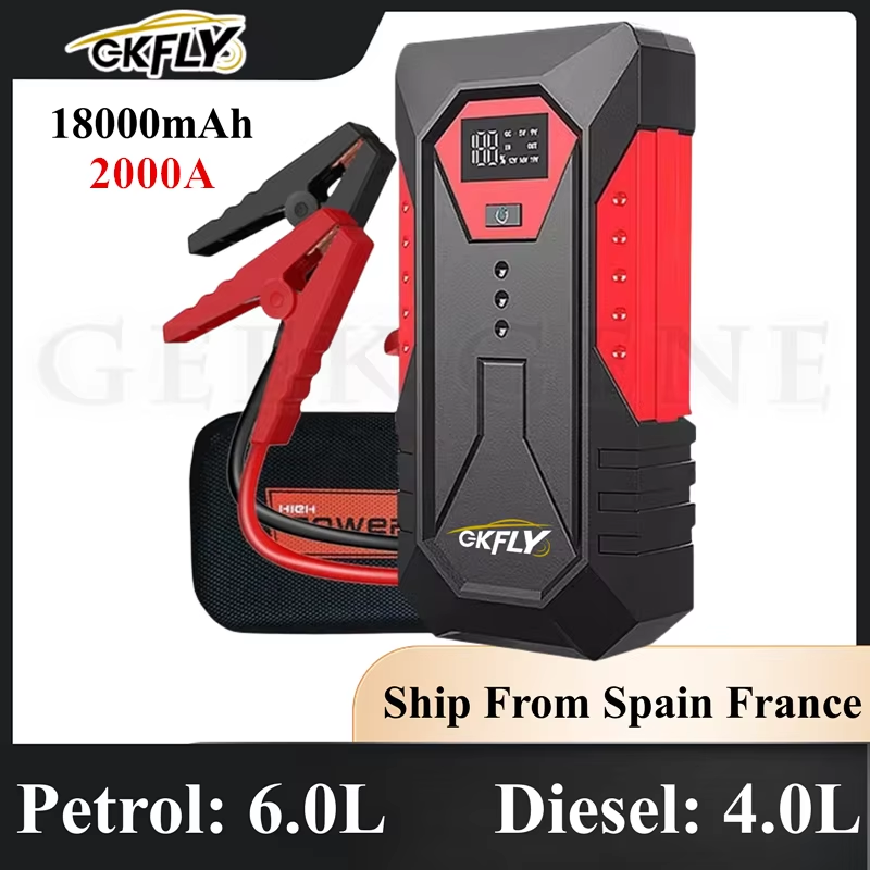 GKFLY 18000mAh Auto Jump Starter Draagbare Power Bank Auto Batterij Booster 12V Auto Startapparaat voor Benzine 6.0L Diesel 4.0L