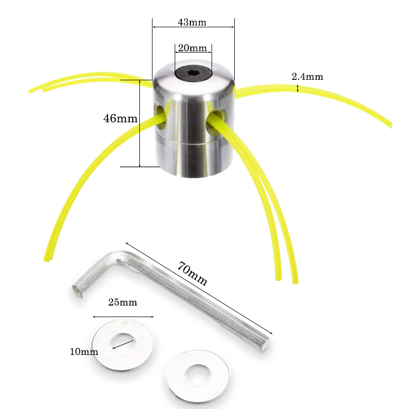 Cabezal de corte universal de aluminio con cuatro líneas de corte para desbrozadora cortadora de césped