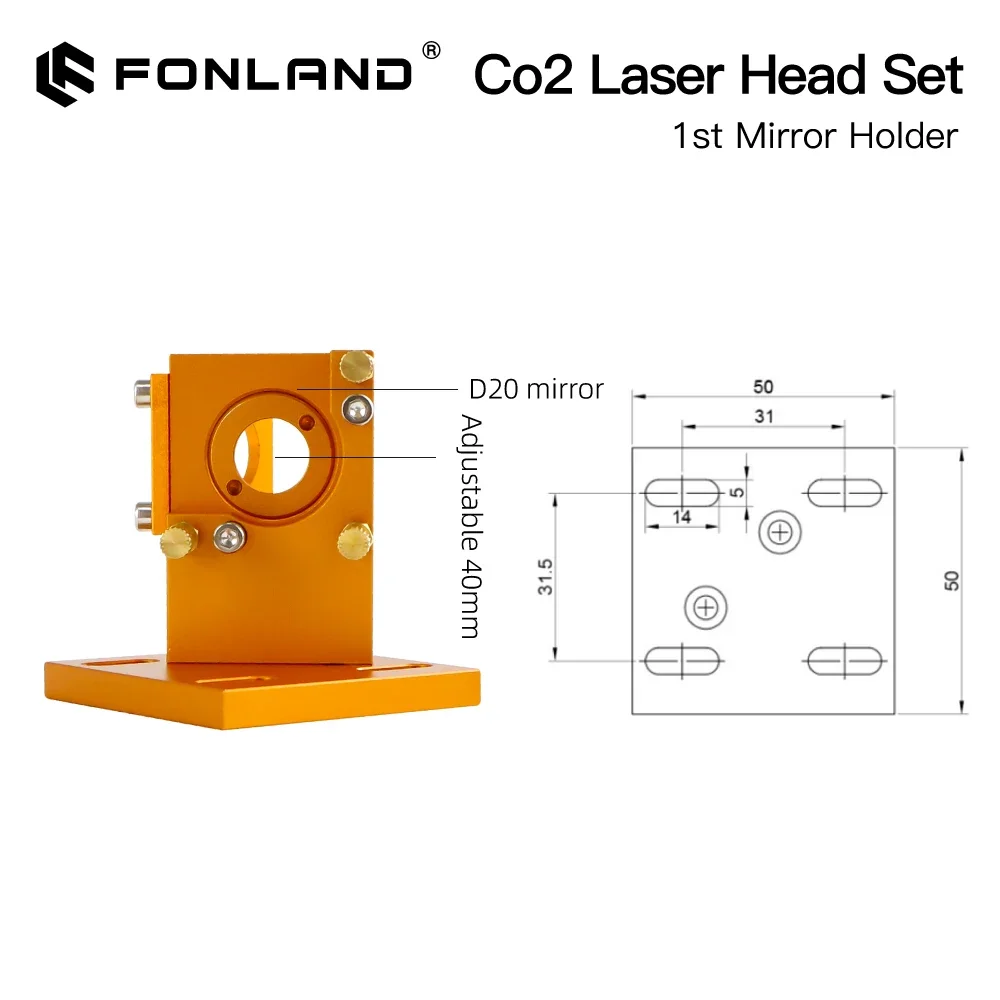 FONLAND K Series CO2 Laser Head Set New Style D12 20mm FL25.4 50.8mm Lens for 2030 4060 K40 Laser Engraving Cutting Machine