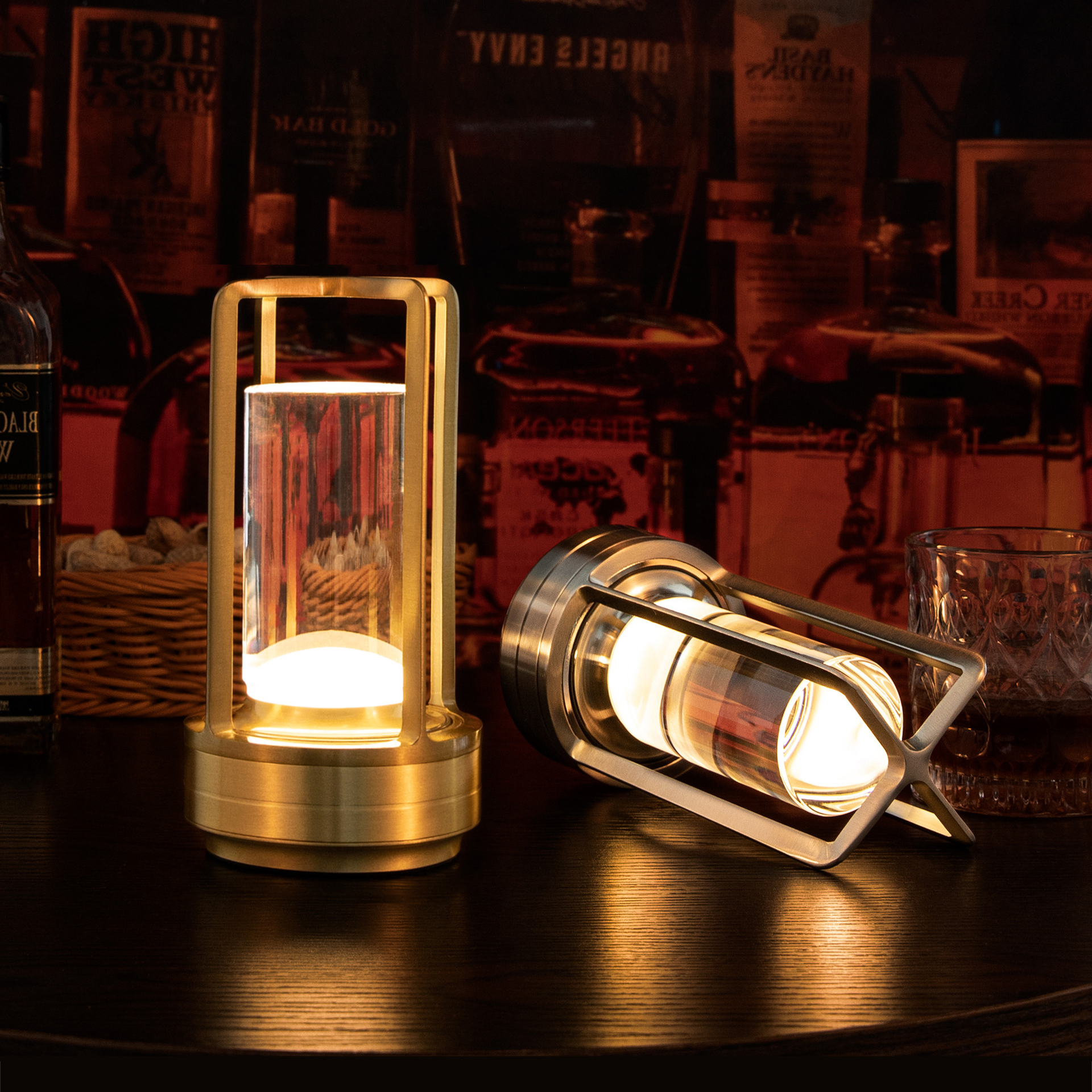 Lâmpada de mesa sem fio retro bar metal mesa lâmpadas led recarregável toque escurecimento luz da noite restaurante quarto casa decoração ao ar livre