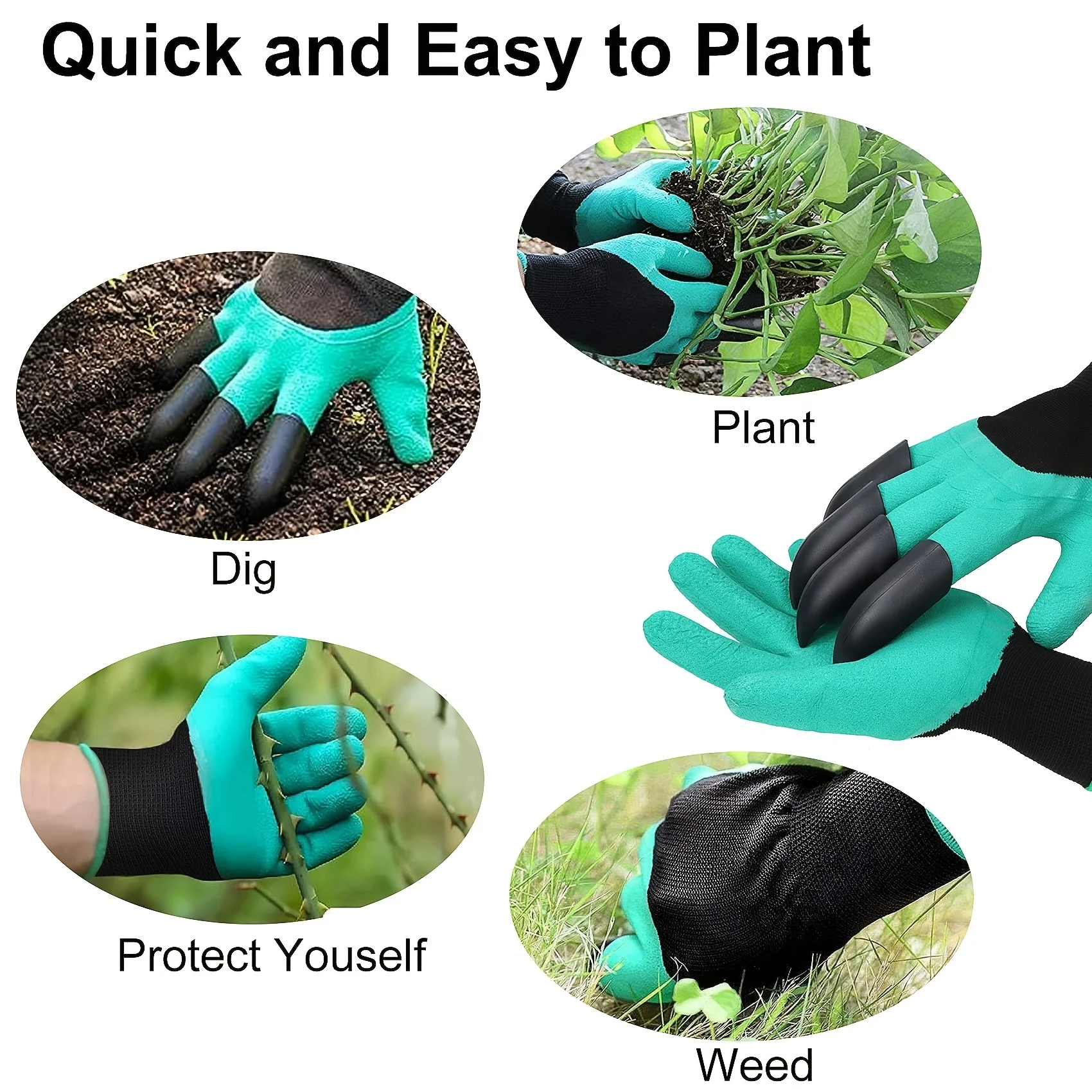 Luvas de jardinagem com garras, respiráveis, à prova d'água, trabalho, escavação, plantio, resistente a picadas, luvas de látex protetoras antiderrapantes