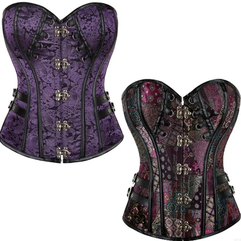 Underbust Palatial Corset Floral Print Tube Top Shapewear Underbust Bustier for Women Cropped Top Gothic Corset