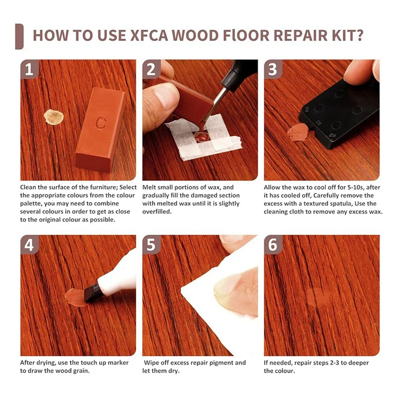 Zestaw do naprawy podłóg drewnianych DIY, zestaw do naprawy laminatów domowych, zestaw do naprawy desek, narzędzie do usuwania rys na podłogach drewnianych, narzędzie do wypełniania dziur po gwoźdzach