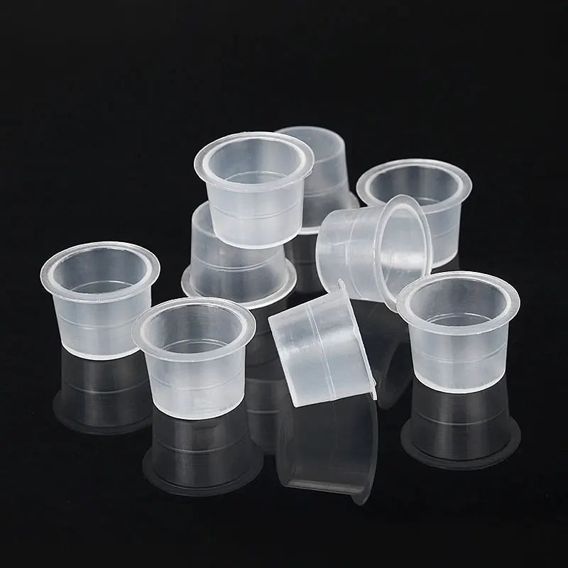 Clearance_100PCS Tattoo Inkt Cup Sml Wegwerp Microblading Steady Plastic Witte Permanente Make-Up Inkt Pigment Clear Houder Con