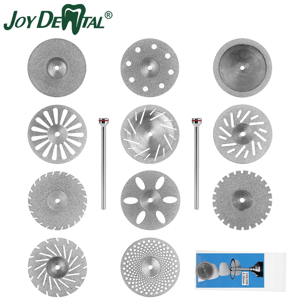 10 Chiếc Nha Khoa Phòng Đánh Bóng Đĩa Kim Cương/Mandrel 0.2Mm 2 Mặt Lớp Phủ Đĩa Nha Sĩ Quay Dụng Cụ Cắt máy Đánh Bóng Máy