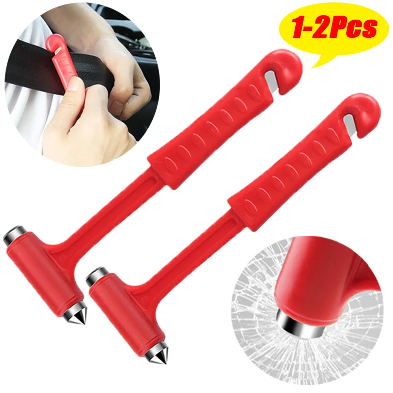 Martillos de Escape de seguridad de emergencia dos en uno para coche, rompeventanas de vidrio, cuchilo de cinturón de seguridad, herramientas portátiles de Escape de rescate de emergencia para coche