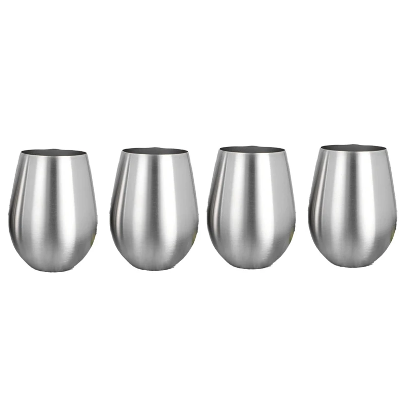 Bicchieri da vino senza stelo in acciaio inossidabile da 4 pezzi bicchieri da cucina in metallo infrangibili per picnic al coperto e all'aperto campeggio