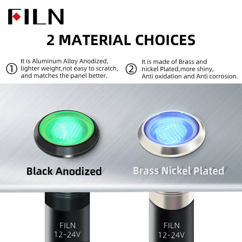 FILN 8 mét LED ánh sáng bảng điều khiển gắn đầu phẳng màu đen vỏ kim loại mini 12 v 24 v 110 v 220 v với 20 cm cáp