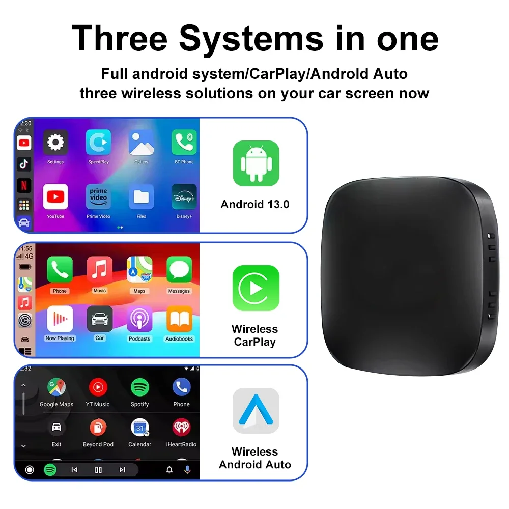 Android13 CarPlay Ai Box draadloze box voor Netflix YouTube draadloze Carplay Android Auto Smart Systems voor bekabelde Carplay