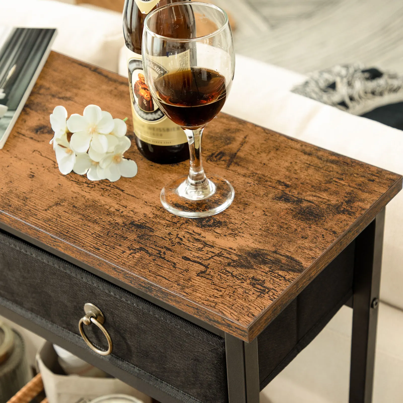 Table console de salle de bain OBRO, table d'entrée étroite avec 2 étagères de proximité, table de canapé d'entrée pour salon, étagère de couloir