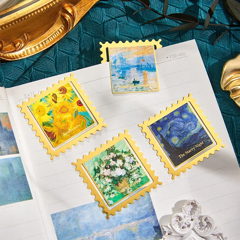 Marcapáginas de Metal dorado con pintura Vintage, forma de borde ondulado cuadrado, regalos de agradecimiento para escritores, profesores, amigos, amantes de los libros, 1 ud.