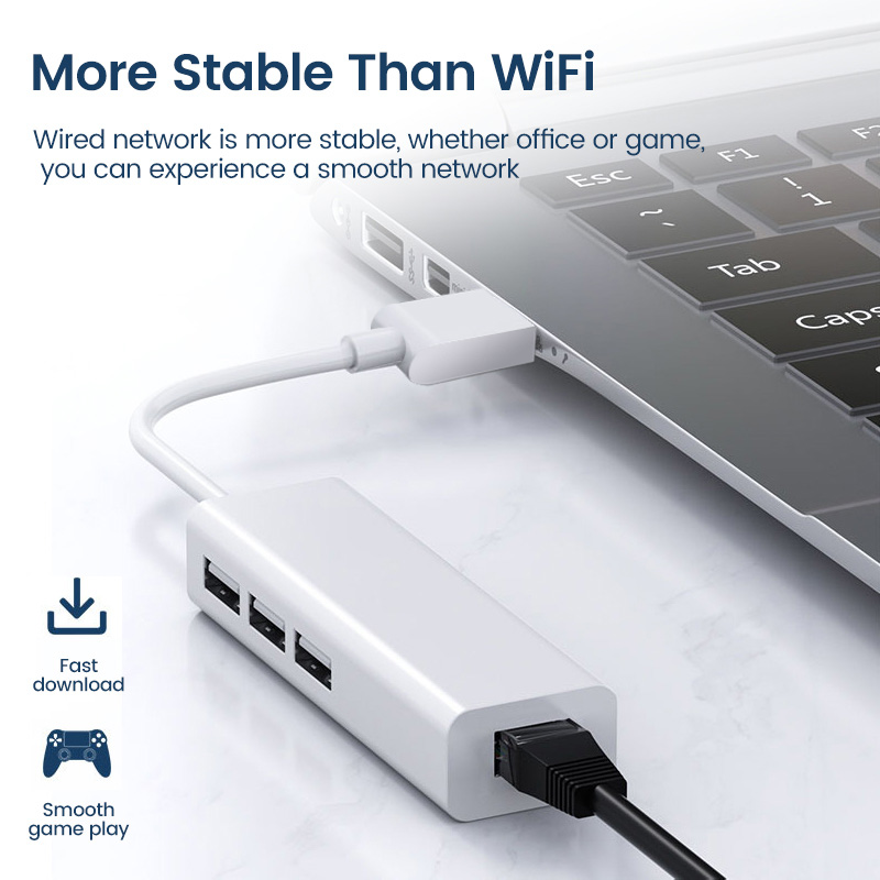 Usb adapter ethernet usb 2. 0.1c/ma 3usb 2.0 + rj45 hub für macbook xiaomi samsung windows huawei pc computer adapter