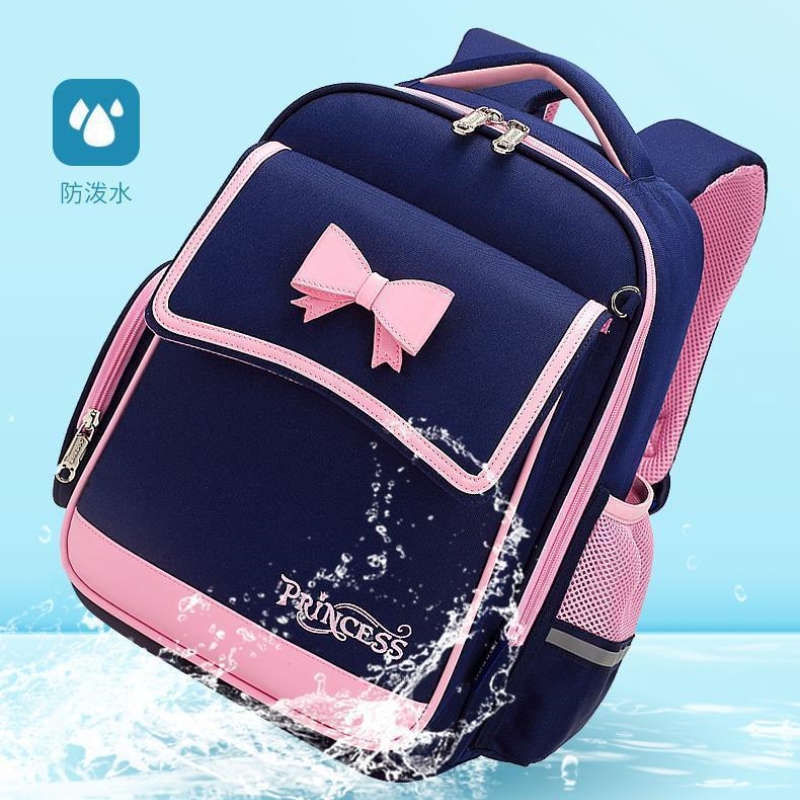 Schoolbag Bowknot Printed Decoration Girls Lightweight Comfortable Schoolbag Waterproof Wear-resistant Oxford Cloth Material Eng