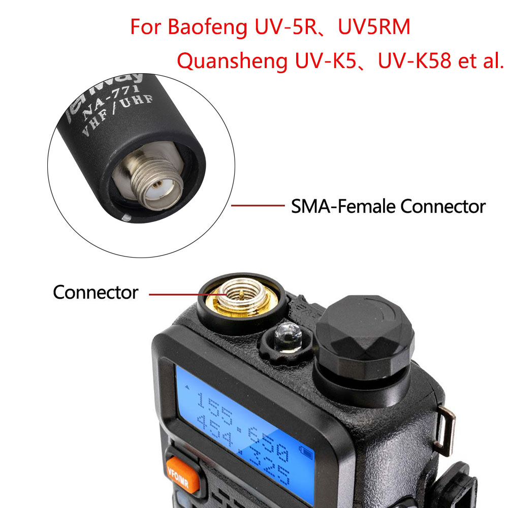 Walkie Talkie Antenna SMA-F RTD NA-771 VHF/UHF 136~174/400~480 Mhz High Gain Antennas For Baofeng UV 5R Quansheng UV K5 K58