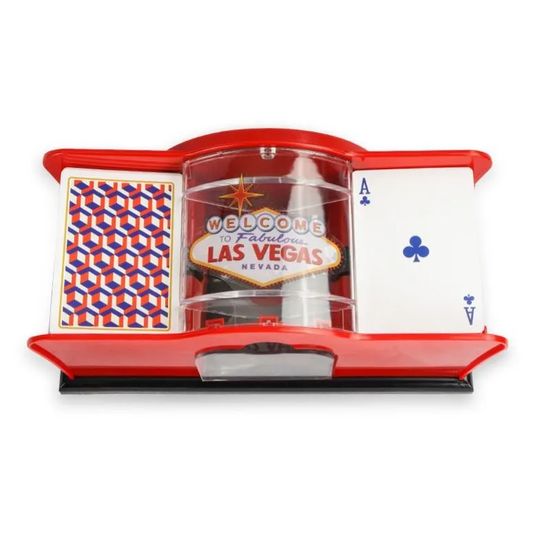 Máquina de embaralhamento com manivela vermelha/preta, meslatora de pôquer, meslatora de cartas manual - Distribuidor de cartas de jogar Texas Hold'em Blackjack