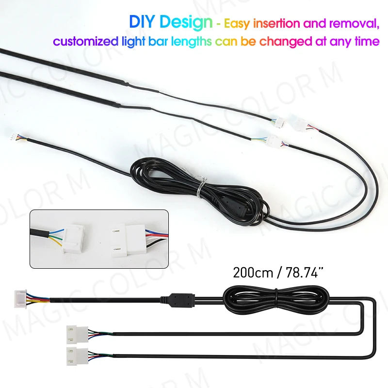 Vgetting-luces ambientales para coche, 140/55,1 pulgadas, 2 en 1, LED Universal, sinfonía, RGB, lámpara de ambiente, aplicación remota USB, control remoto para Tesla Model 3 Y S X