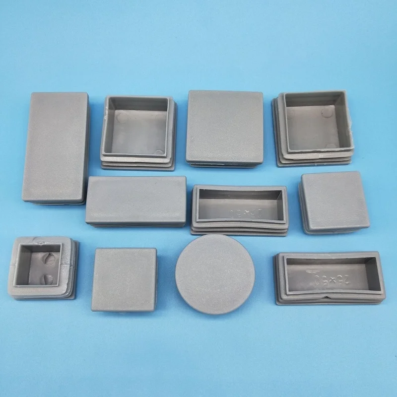 4 Xám Nhựa Vuông Ghế Bàn Chân Nắp Ống Ống Tẩy Trống Đầu Mút Chèn Nội Thất Chân Cắm Trang Trí Bụi bao Da