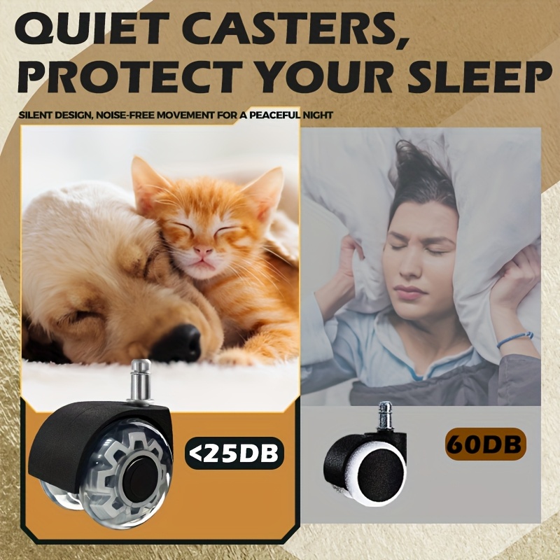 5 rodízios giratórios silenciosos de poliuretano resistente de 2 ", rodas de rolamento suave de substituição para cadeiras de escritório e jogos, móveis